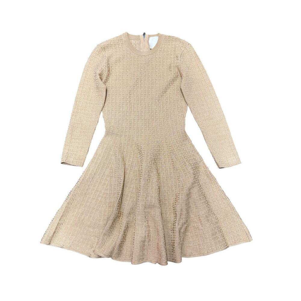 Givenchy 4G Logo Jacquard Knit Mini Dress Beige Long Sleeve Size Small - Picture 11 of 16